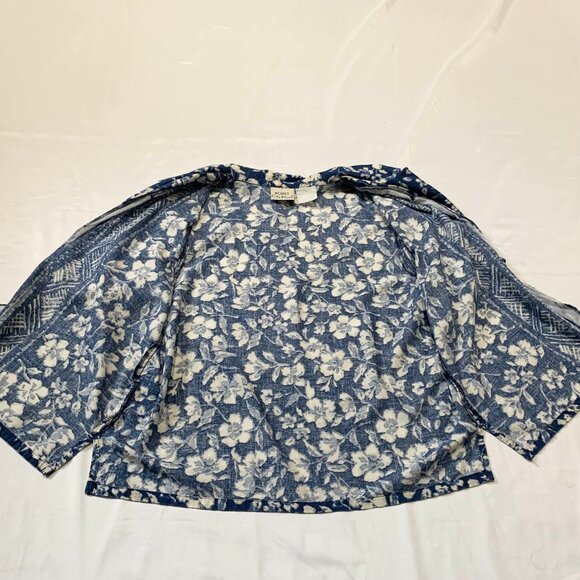 VTG 80s 90s Womens Koret City Blues Floral Hawaiian Button Down Blouse - Picture 5 of 5